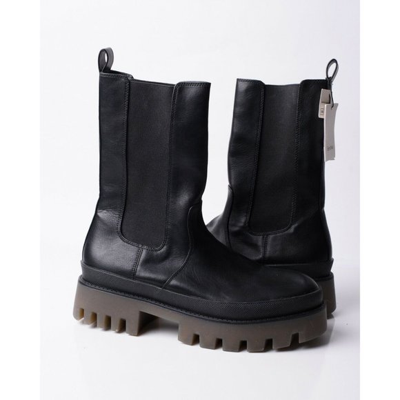 Bershka Womens Black Stretch Boots Pull On Chunky Gores Sz 10 Eu 41 NWT 1205/760 - Picture 3 of 8
